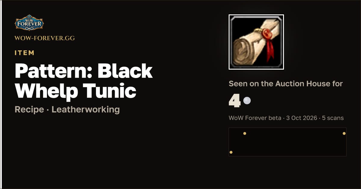 The preview card for Pattern: Black Whelp Tunic
