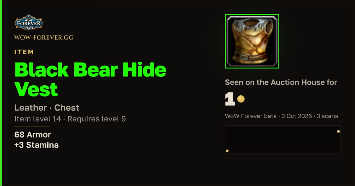 The preview card for Black Bear Hide Vest
