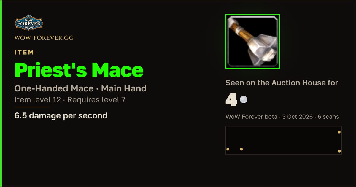 The preview card for Priest's Mace
