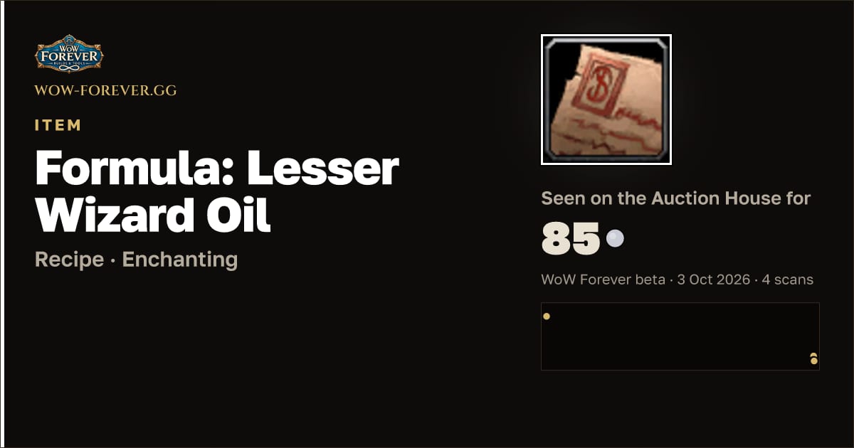 The preview card for Formula: Lesser Wizard Oil