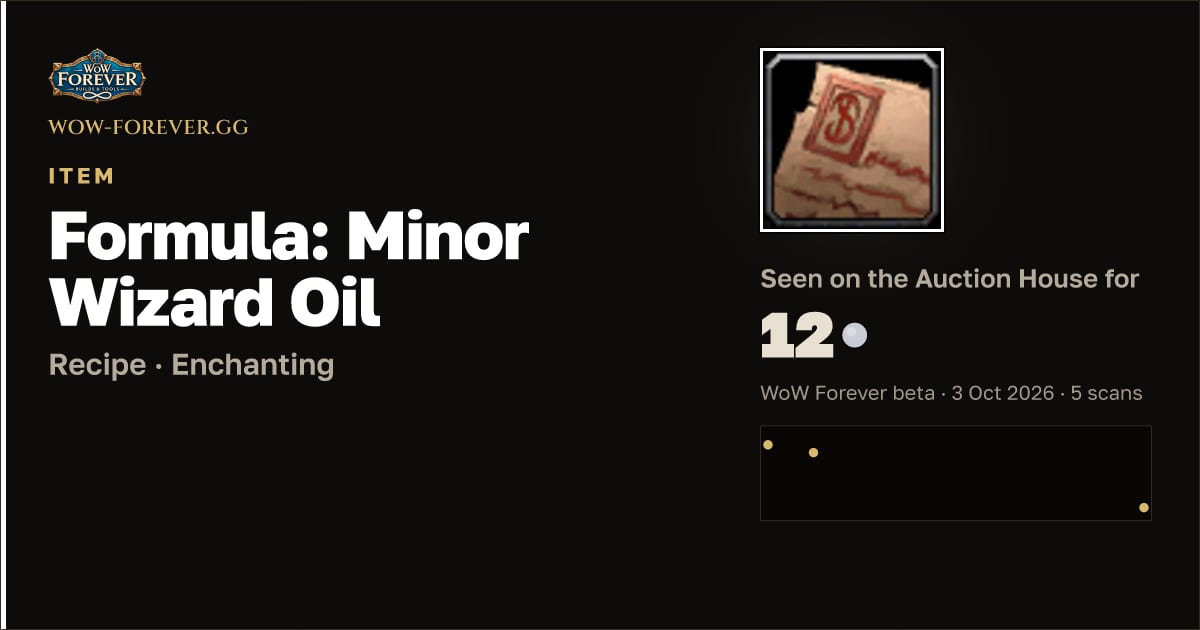 The preview card for Formula: Minor Wizard Oil