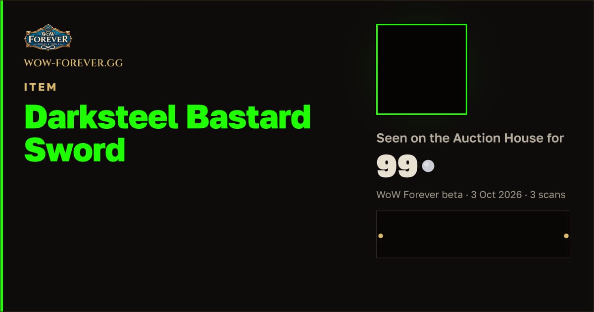 The preview card for Darksteel Bastard Sword