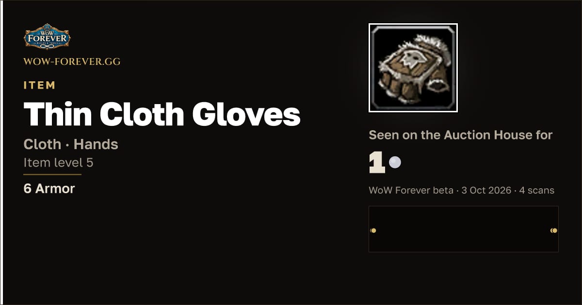 The preview card for Thin Cloth Gloves