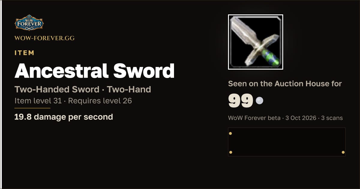 The preview card for Ancestral Sword