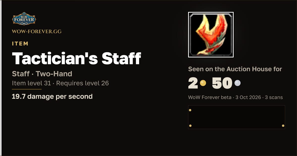 The preview card for Tactician's Staff