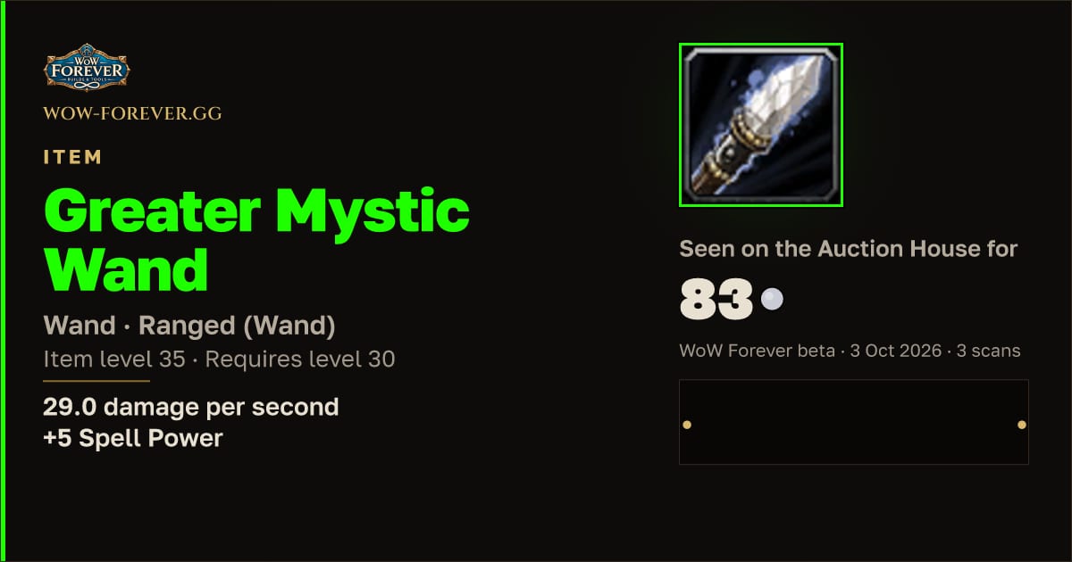 The preview card for Greater Mystic Wand
