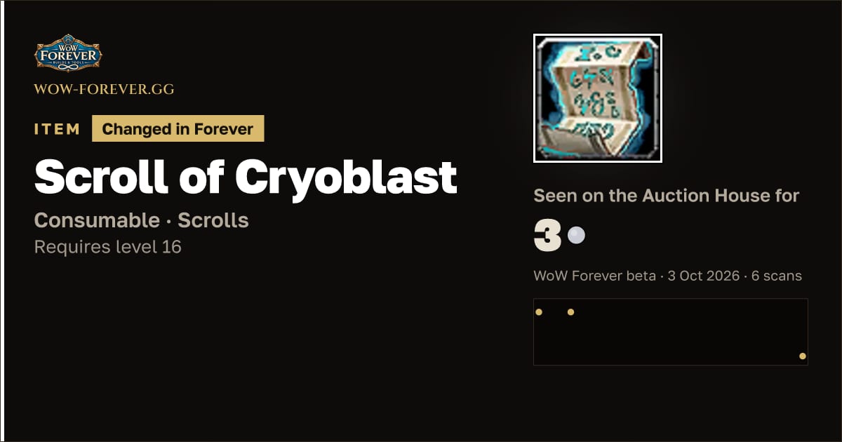 The preview card for Scroll of Cryoblast