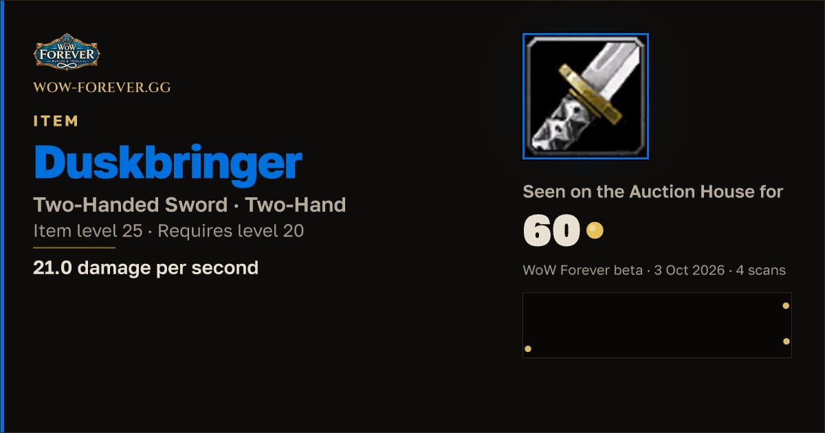 The preview card for Duskbringer