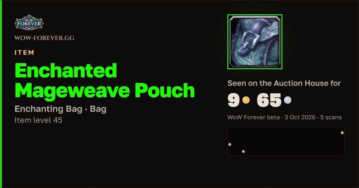 The preview card for Enchanted Mageweave Pouch