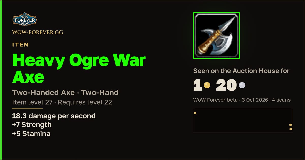 The preview card for Heavy Ogre War Axe