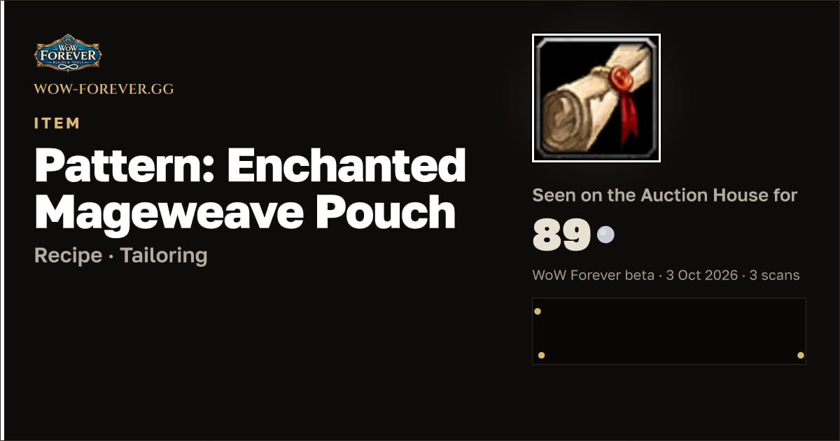 The preview card for Pattern: Enchanted Mageweave Pouch