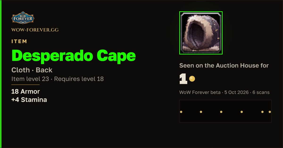The preview card for Desperado Cape