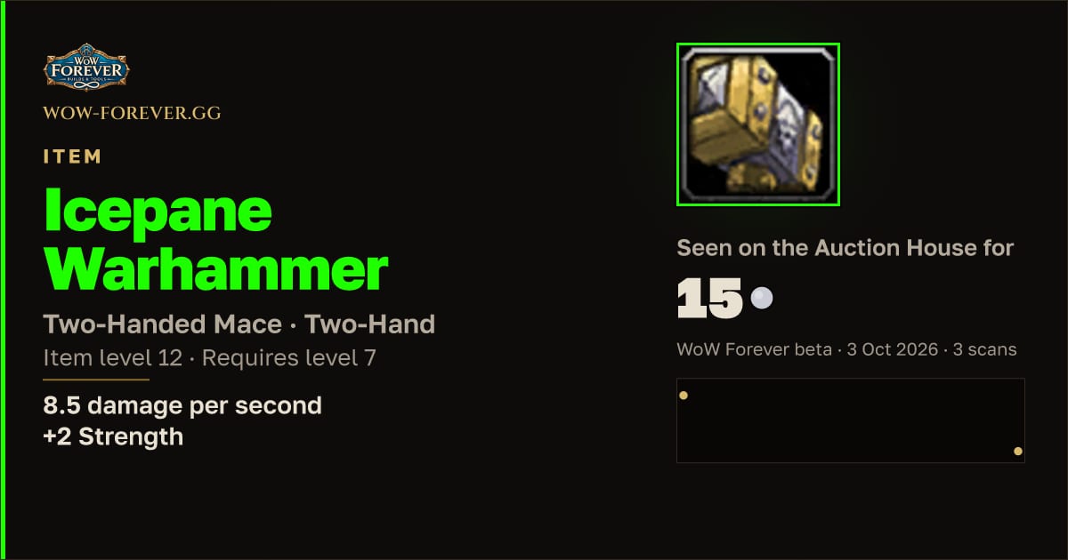 The preview card for Icepane Warhammer