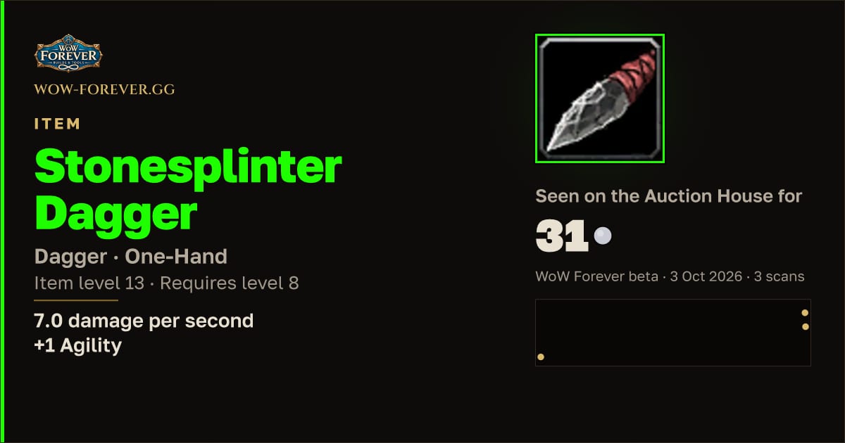 The preview card for Stonesplinter Dagger