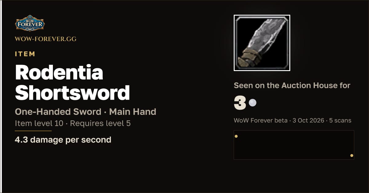 The preview card for Rodentia Shortsword