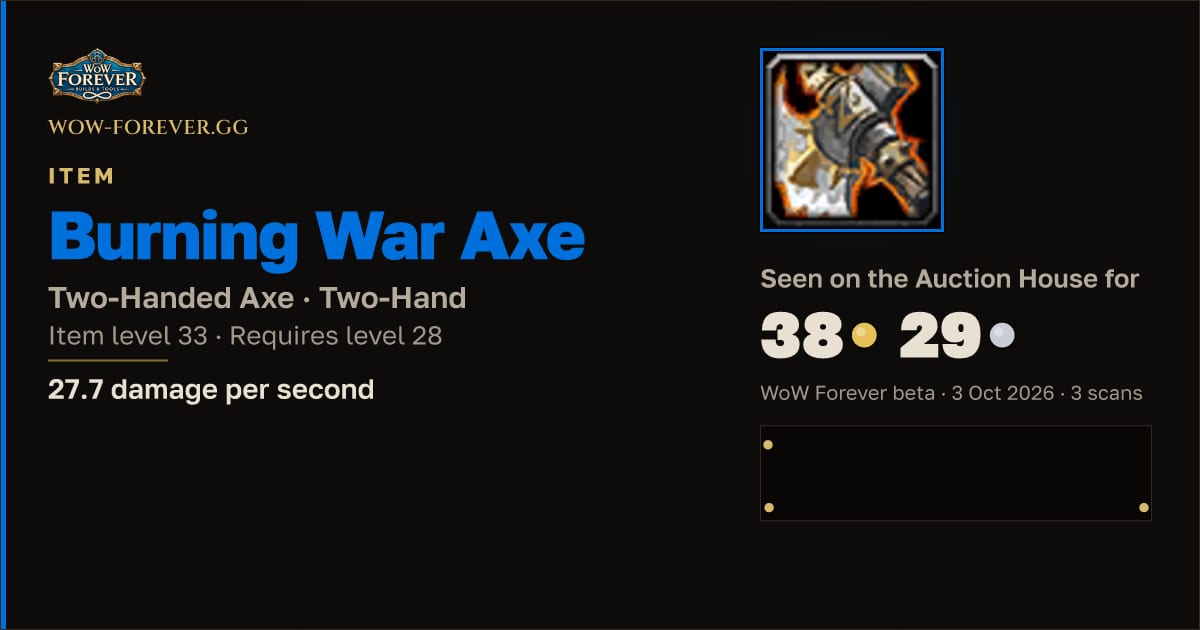 The preview card for Burning War Axe