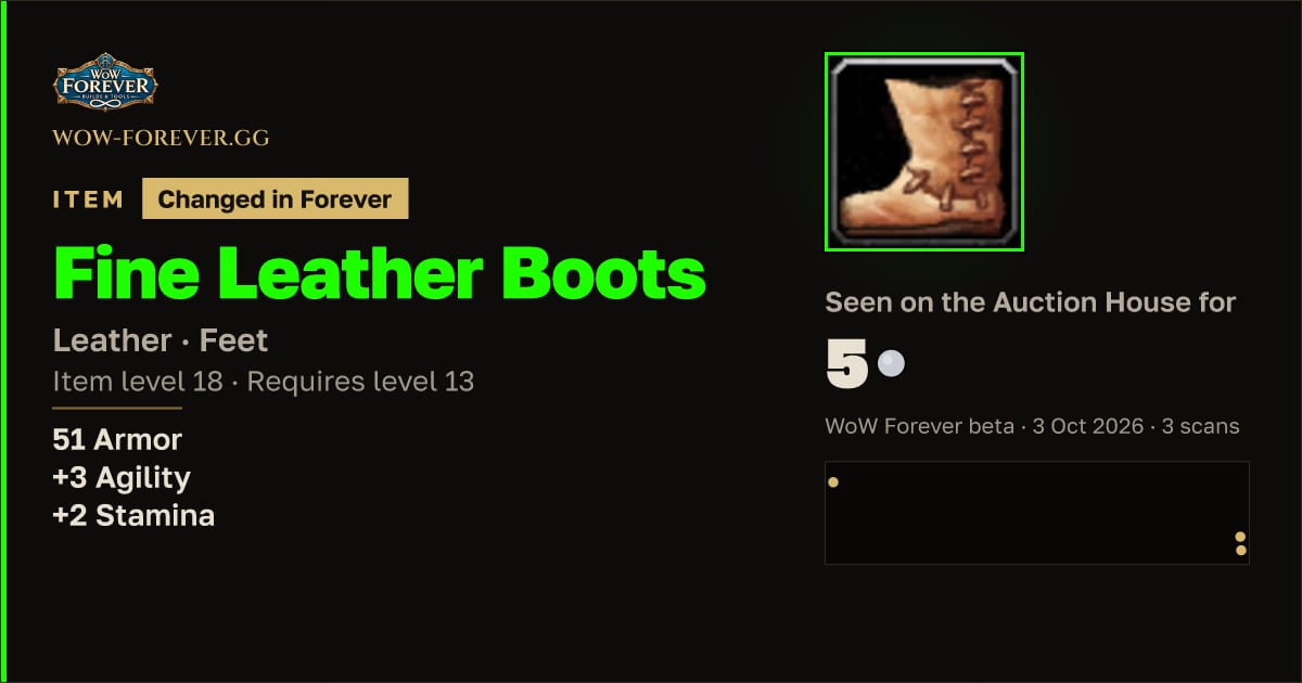 The preview card for Fine Leather Boots