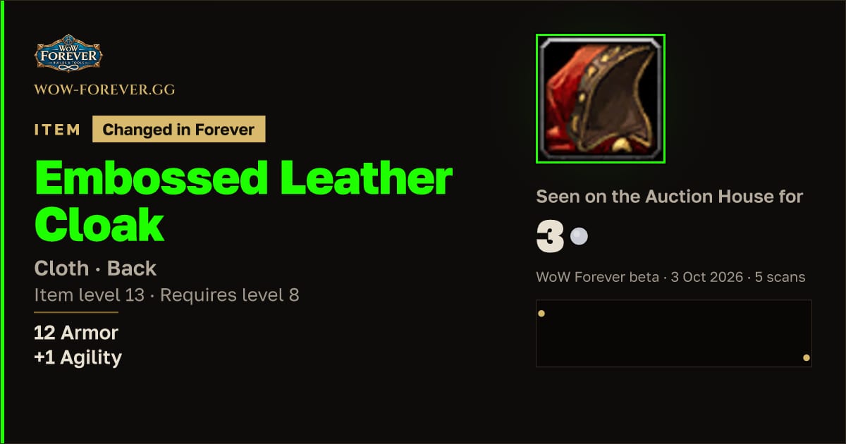 The preview card for Embossed Leather Cloak