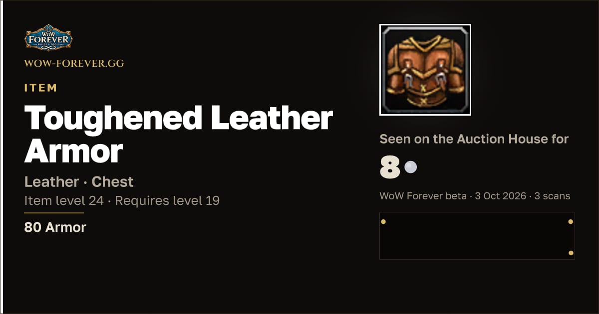 The preview card for Toughened Leather Armor