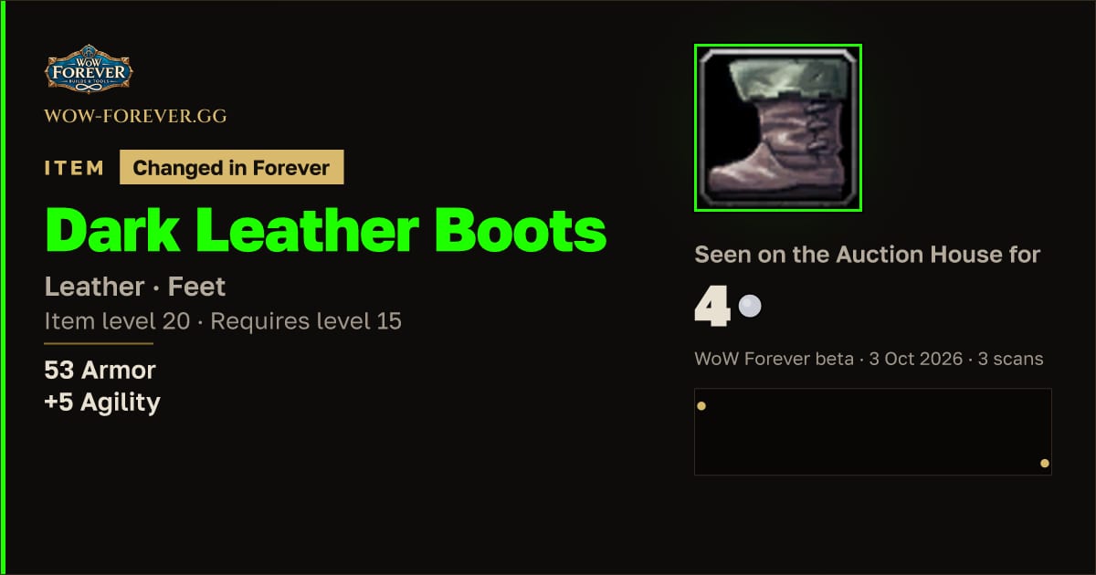 The preview card for Dark Leather Boots