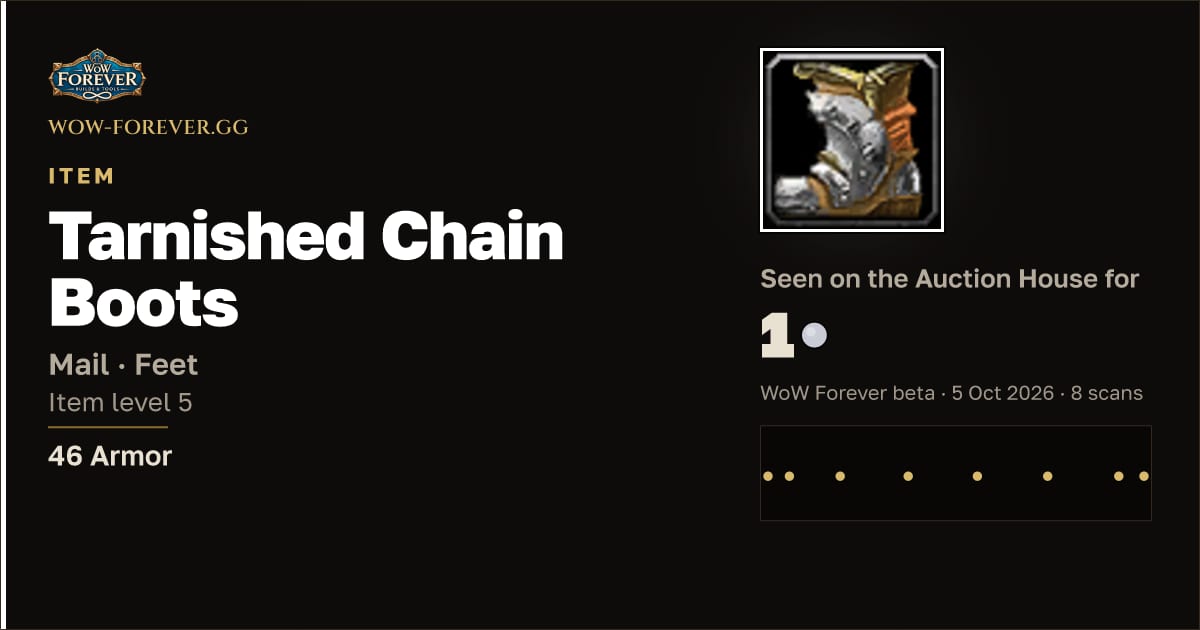 The preview card for Tarnished Chain Boots