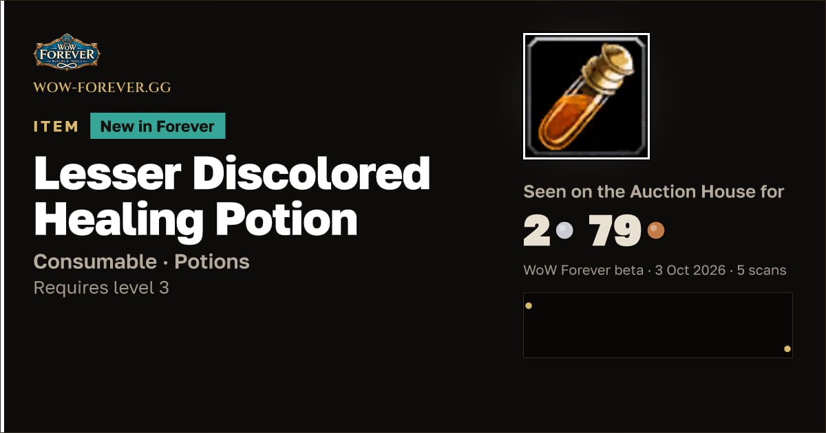 The preview card for Lesser Discolored Healing Potion