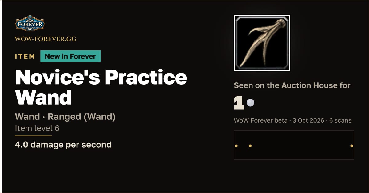 The preview card for Novice's Practice Wand