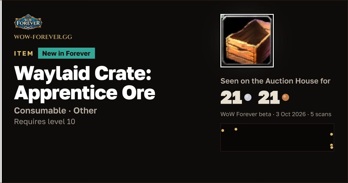 The preview card for Waylaid Crate: Apprentice Ore