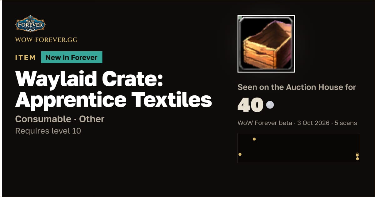 The preview card for Waylaid Crate: Apprentice Textiles