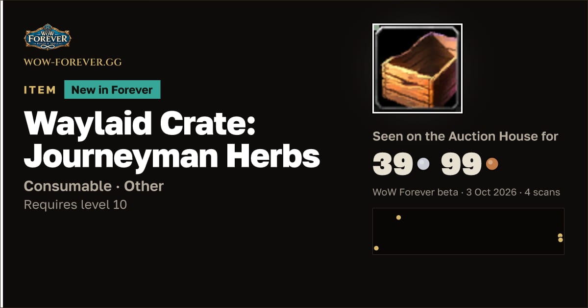 The preview card for Waylaid Crate: Journeyman Herbs