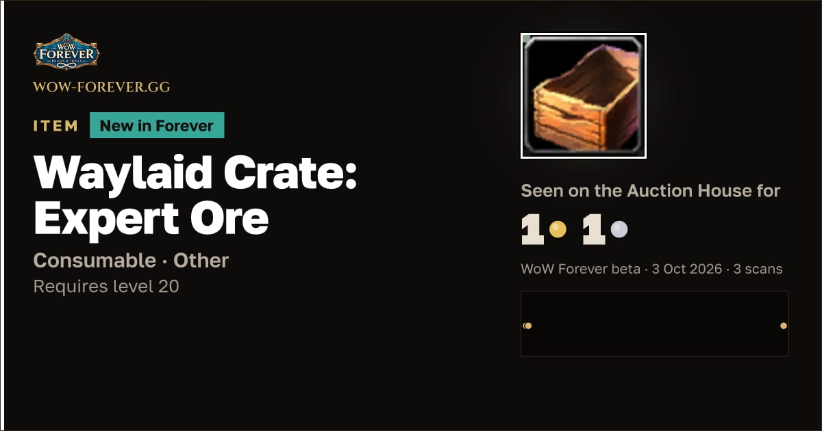 The preview card for Waylaid Crate: Expert Ore
