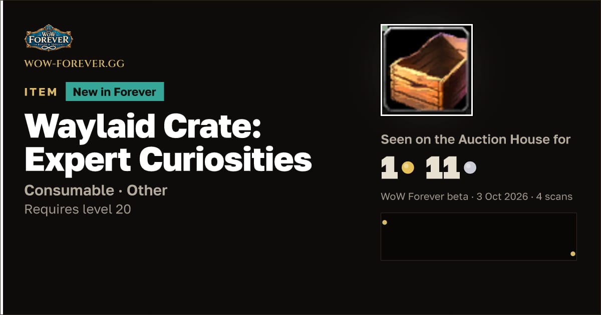 The preview card for Waylaid Crate: Expert Curiosities