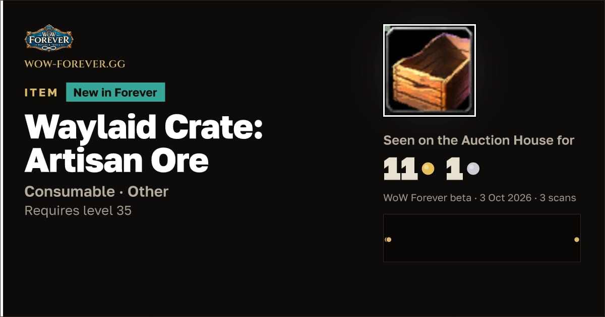 The preview card for Waylaid Crate: Artisan Ore