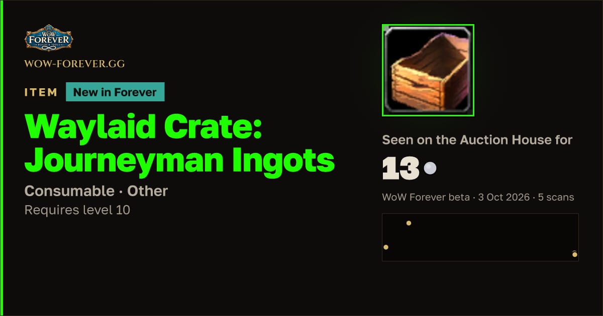 The preview card for Waylaid Crate: Journeyman Ingots