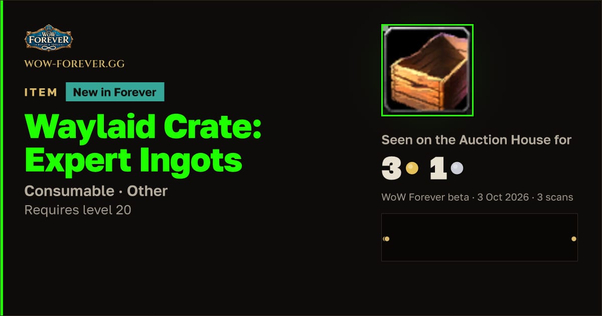 The preview card for Waylaid Crate: Expert Ingots