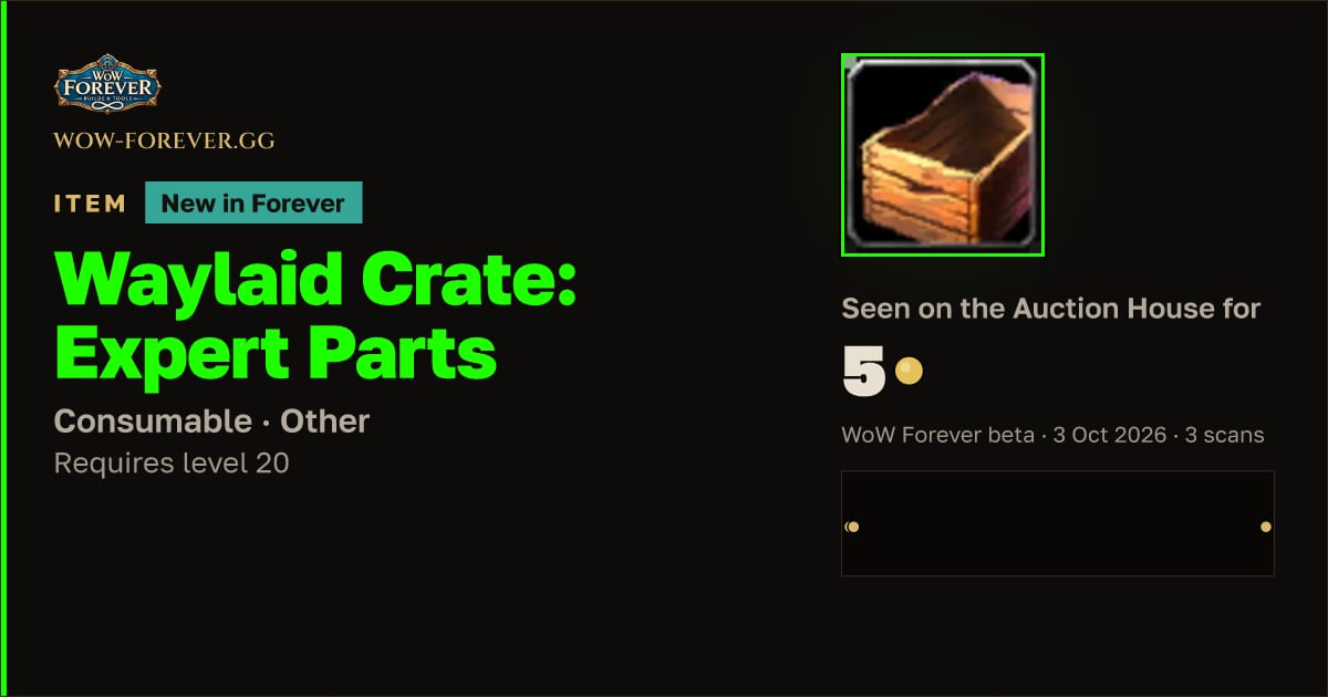The preview card for Waylaid Crate: Expert Parts