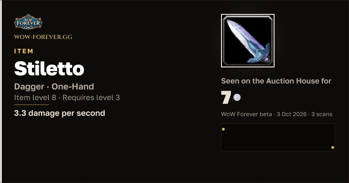 The preview card for Stiletto
