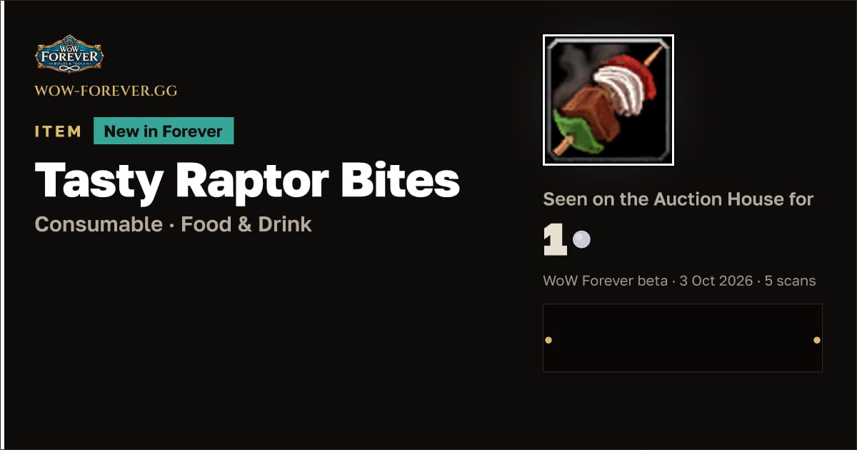 The preview card for Tasty Raptor Bites