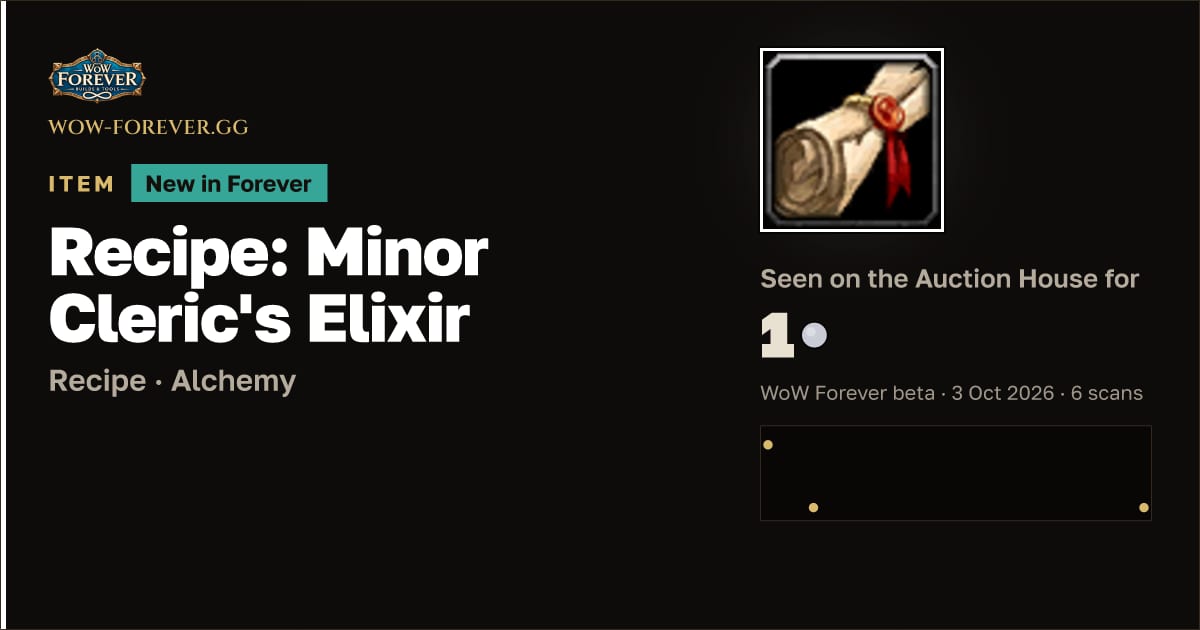 The preview card for Recipe: Minor Cleric's Elixir