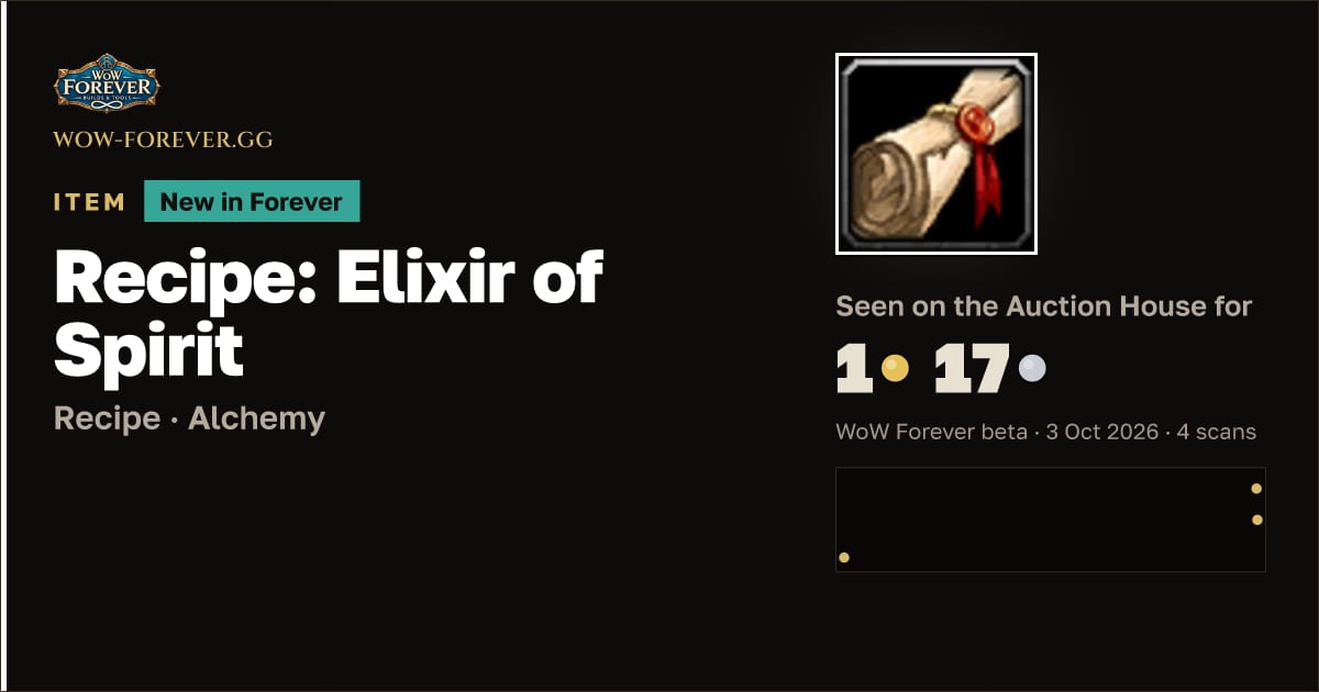 The preview card for Recipe: Elixir of Spirit