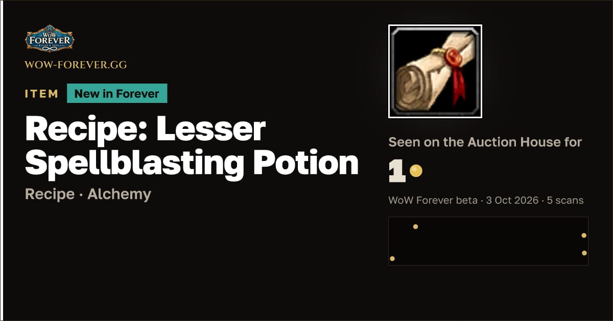 The preview card for Recipe: Lesser Spellblasting Potion
