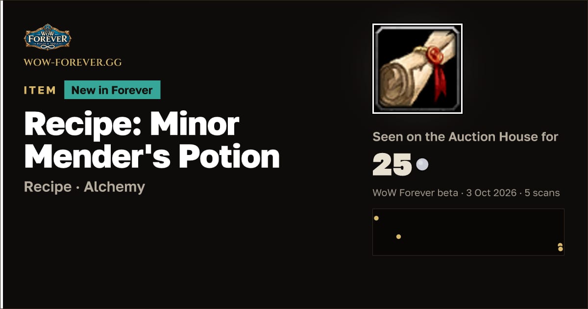 The preview card for Recipe: Minor Mender's Potion