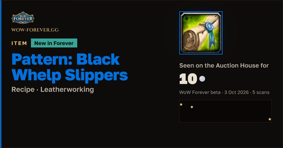 The preview card for Pattern: Black Whelp Slippers