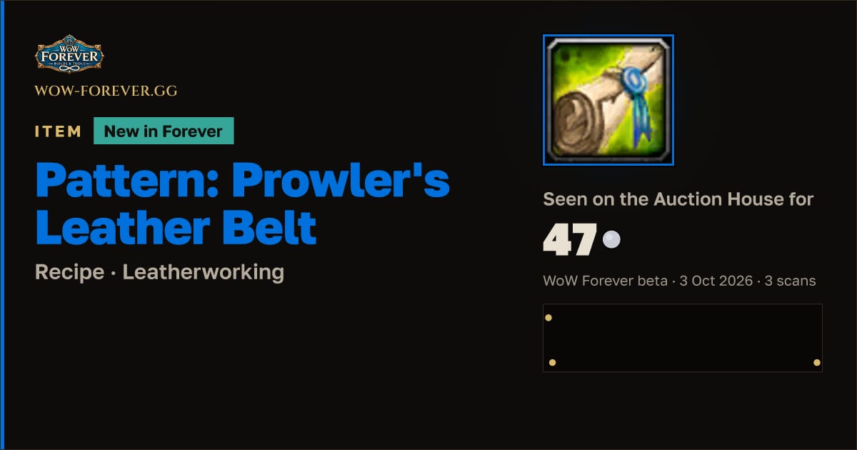 The preview card for Pattern: Prowler's Leather Belt