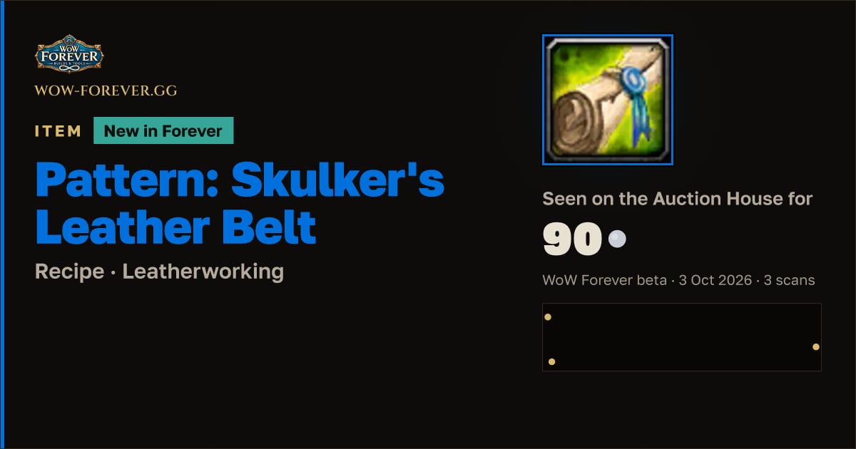The preview card for Pattern: Skulker's Leather Belt