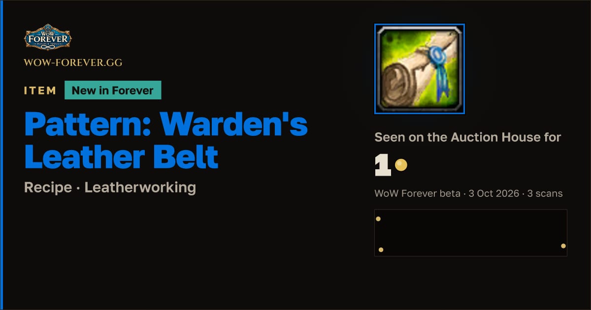 The preview card for Pattern: Warden's Leather Belt