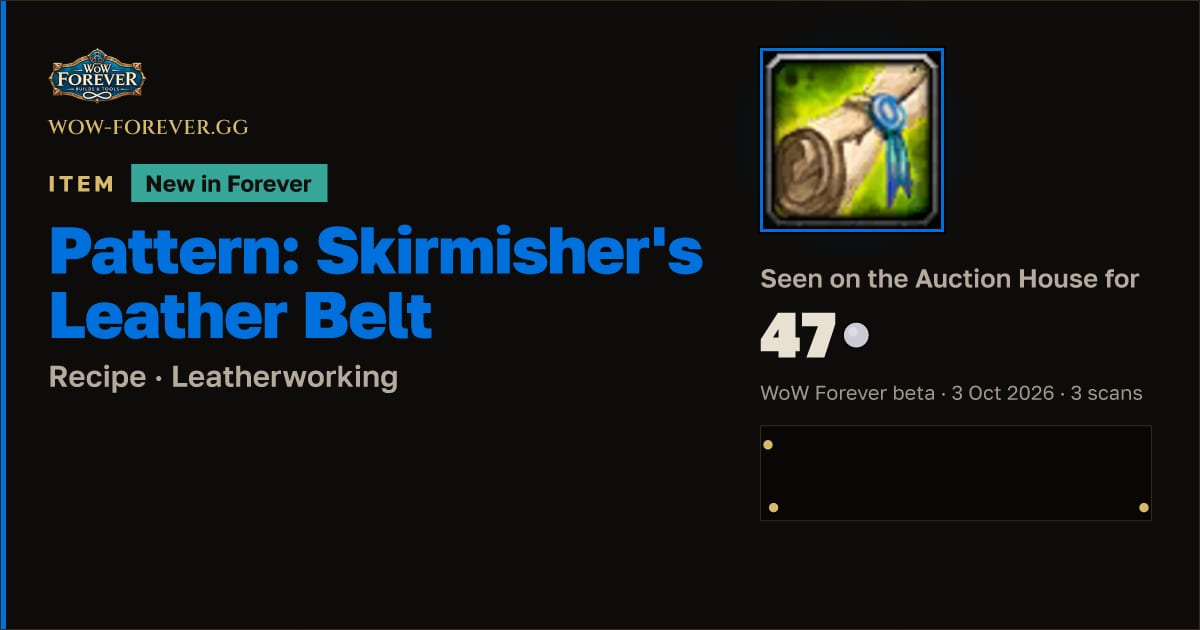 The preview card for Pattern: Skirmisher's Leather Belt
