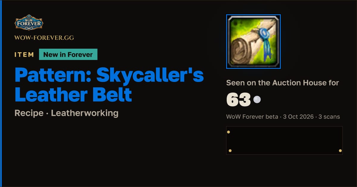 The preview card for Pattern: Skycaller's Leather Belt