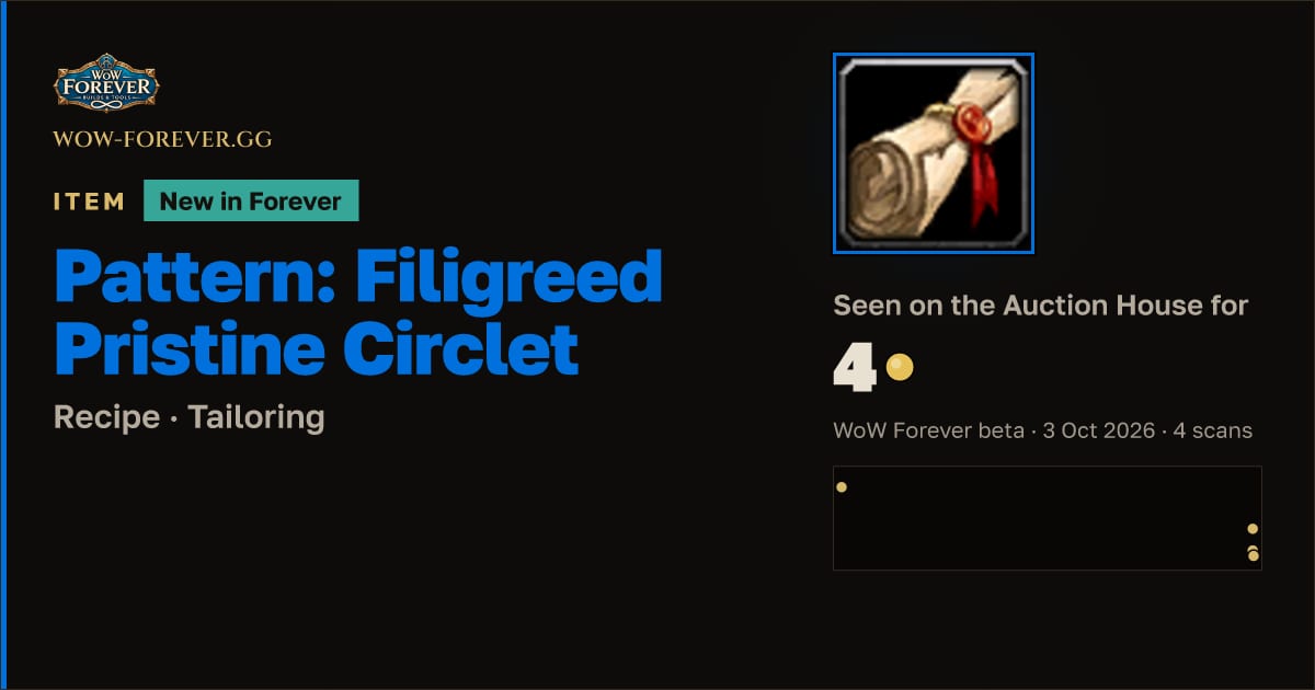 The preview card for Pattern: Filigreed Pristine Circlet