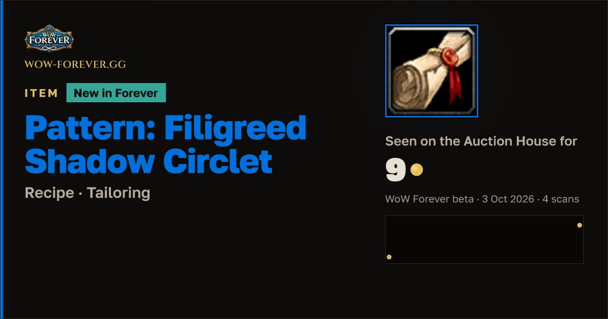 The preview card for Pattern: Filigreed Shadow Circlet